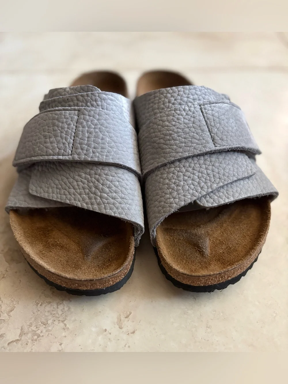 BIRKENSTOCK Kyoto Men’s Leather Sandal | Desert Buck Whale Gray | Size EU 44